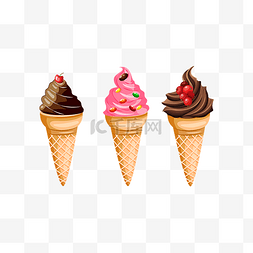 冰淇淋甜品车图片_矢量手绘卡通冰激凌