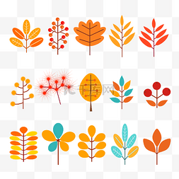 秋季的多彩树叶矢量图