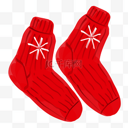 红色雪花袜子插画