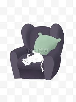 慵懒在沙发上的猫咪元素设计
