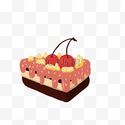 草莓蛋糕插画图片_水果草莓蛋糕插画
