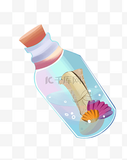 瓶子蓝色图片_花朵的漂流瓶 