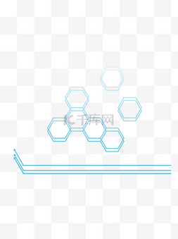 手绘蓝色科技图形图片_手绘水彩蓝色科技渐变蜂窝不规则