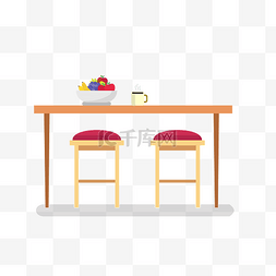 咖啡桌子卡通图片_矢量平面桌子凳子