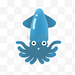 可爱海洋动物卡通图片_鱼类乌贼蓝色海洋生物卡通