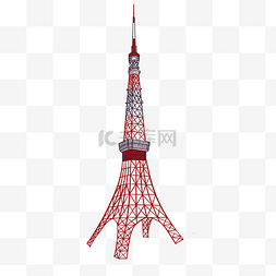 日本卡通手绘图片_红色的日本东京塔建筑