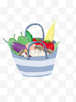 简约手绘蔬菜图片_商用手绘清新简约菜篮子蔬菜微立