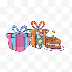 生日礼物盒图片_卡通礼品礼物盒和蛋糕png
