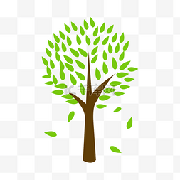 企业绿色扁平图片_几何扁平落叶树木元素