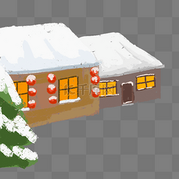 有雪的房子图片_卡通手绘下雪的房子