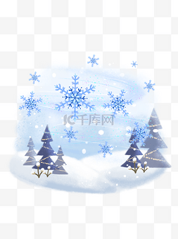 冬天手绘卡通水彩雪花圣诞节元素