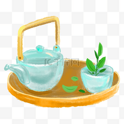蓝色的茶壶图片_蓝色植物茶壶