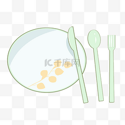 卡通西餐盘子图片_手绘西餐餐具插画