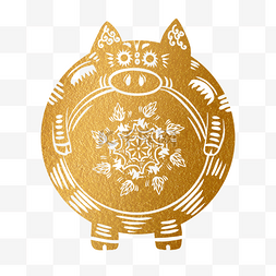 金猪2019剪纸图片_2019新年手绘卡通剪纸猪
