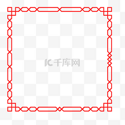 免抠花纹边框图片_中国风浮雕立体红色简约正方形边