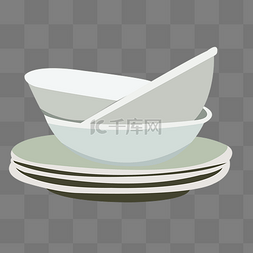 厨具的插画小元素图片_白色的小碗装饰插画