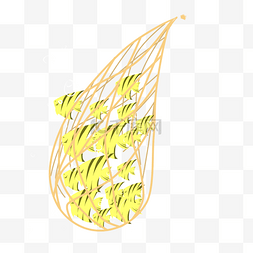 黄色纹理质感图片_黄色创意捕获鱼类元素