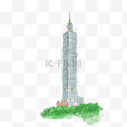 台北101塔图片_地标性建筑台北插画