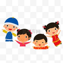一群穿着中国传统汉服的小朋友