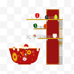 红色系手绘卡通商用腊八节商业插