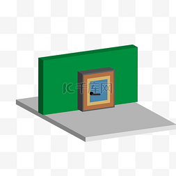 物流公告图片_2.5D立体化快递业绿色门设计素材