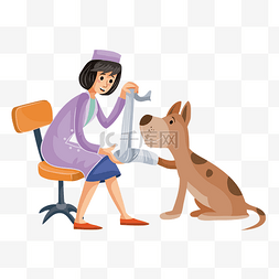 兽医护士图片_卡通给小狗包扎的护士矢量素材