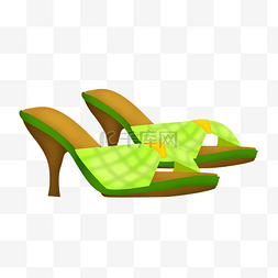 绿色的女士拖鞋插画
