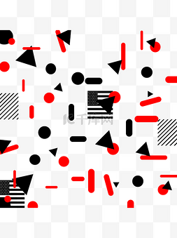 几何线条黑图片_孟菲斯效果线条几何撞色红黑