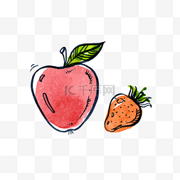 红色草莓矢量图片_矢量水彩彩绘苹果草莓素材