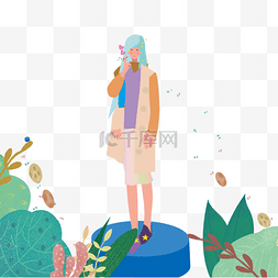 小天使插画图片_丛林中的仙女比心手势放电手绘插