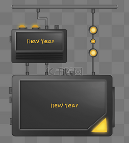 金属风文字框图片_新年黑金工业金属风文字框边框