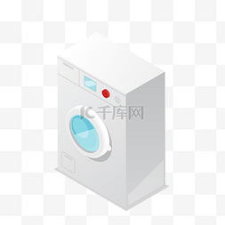 家电白色手绘图片_手绘2.5D家电洗衣机插画
