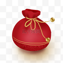 新年礼物红色图片_农历新年中式红色钱袋礼物袋