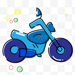 蓝色的摩托车插画MBE
