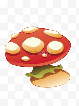 彩色立体红蘑菇元素
