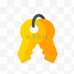 钥匙串图片_矢量黄色的一串钥匙