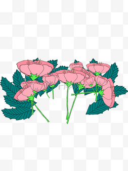 彩绘粉色花朵装饰图案元素