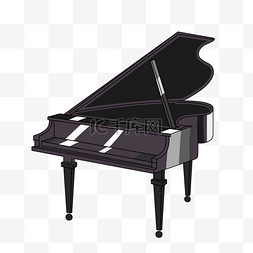 钢琴插画图片_卡通黑色钢琴插画