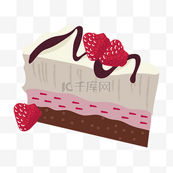 扁平化卡通蛋糕图片_一块手绘的草莓味蛋糕