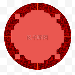 手绘圆形中国风边框插画