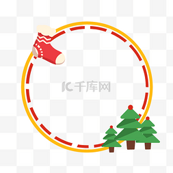 圆形圣诞边框图片_圣诞树边框
