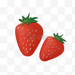 插盘图片_可爱草莓红色手绘插画风餐厅水果