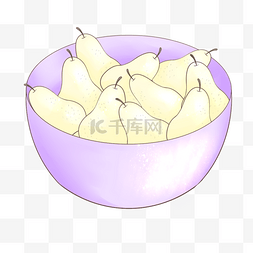 紫色盆里的梨子插画