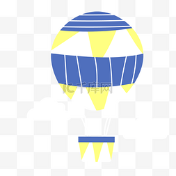氢气球蓝色图片_卡通热气球