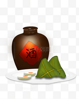 绿豆粽子图片_端午节雄黄酒咸鸭蛋粽子