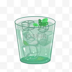 杯子的冰块图片_蓝色的冰块手绘插画