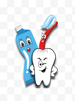 可爱牙刷牙膏爱牙日元素