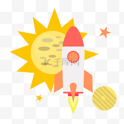 太阳女神涂鸦图片_黄色太阳火箭