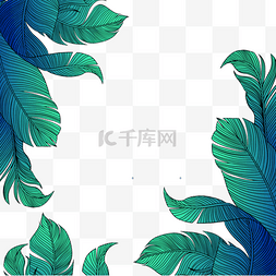 绿色叶子边框装饰图片_卡通手绘绿色叶子边框设计
