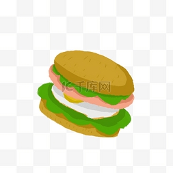 汉堡美食海报图片_简约手绘汉堡插画海报免抠元素